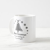 Mug joyeux Noël noir blanc arbre de vacances (Devant gauche)