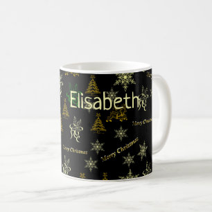 Mug joyeux noël noir et or