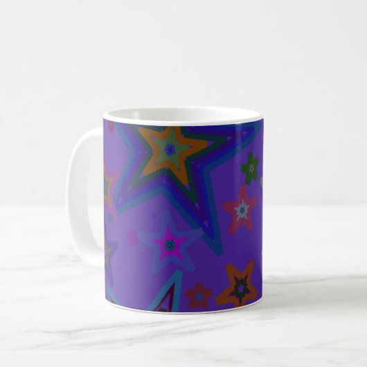 Mug Joyeux Noël noir pourpre, étoiles Ciel étoile (Devant gauche)