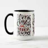 Mug Joyeux Noël Noir & Rouge Élégante Typographie (Gauche)