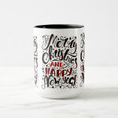 Mug Joyeux Noël Noir & Rouge Élégante Typographie (Centre)