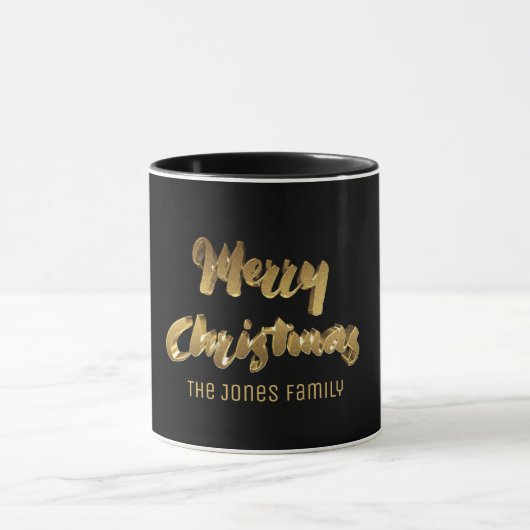 Mug Joyeux Noël Noir Texte Typographie Élégante (Centre)