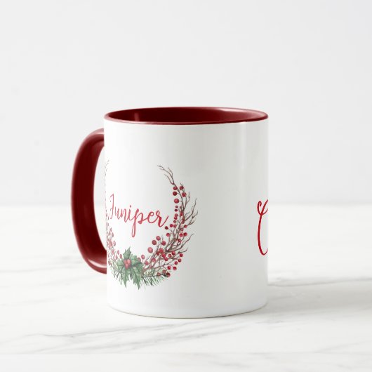 Mug Joyeux Noël Nom de la couronne (Devant gauche)