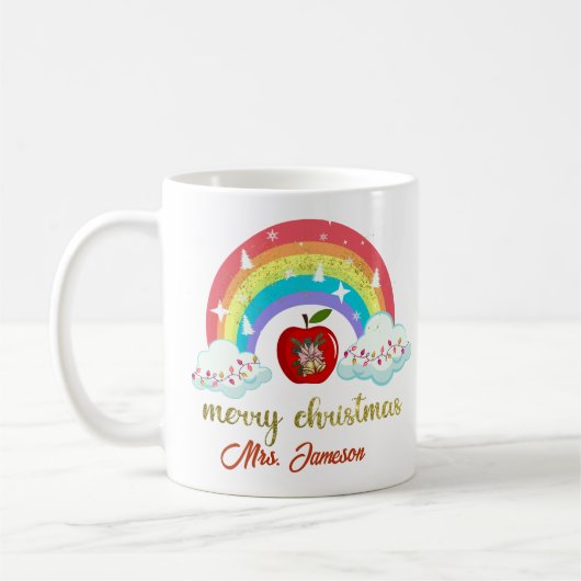 Mug Joyeux Noël Nom de l'enseignant personnalisé Cadea (Gauche)