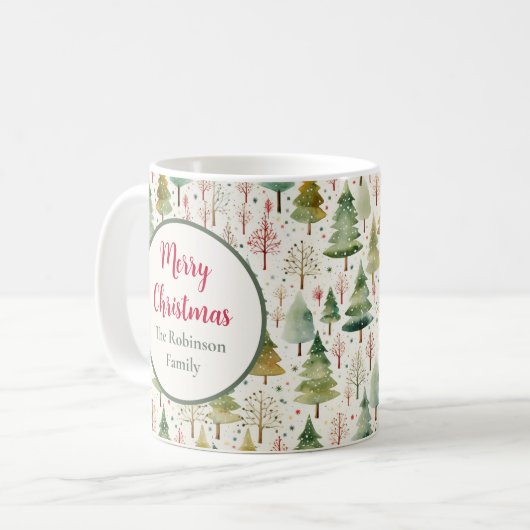 Mug Joyeux Noël Nom du devis Forêts saisonnières Arbre (Devant gauche)