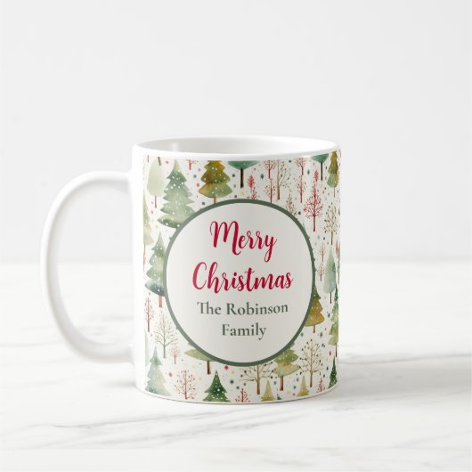 Mug Joyeux Noël Nom du devis Forêts saisonnières Arbre (Gauche)