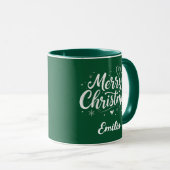 Mug Joyeux Noël Nom personnalisé Script moderne Café (Devant droit)