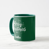 Mug Joyeux Noël Nom personnalisé Script moderne Café (Devant gauche)