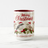 Mug Joyeux Noël Oiseaux Brodé Nom Mignon (Centre)