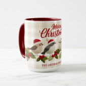 Mug Joyeux Noël Oiseaux Brodé Nom Mignon (Devant gauche)
