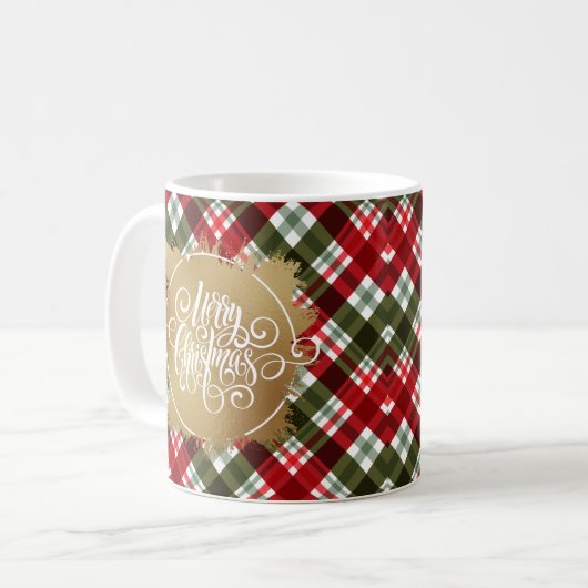 Mug Joyeux Noël Or Plaid (Devant gauche)