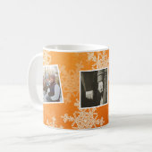 Mug Joyeux Noël Orange Snowflakes Photo Collage (Devant gauche)