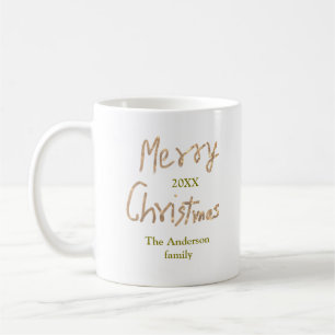 Mug Joyeux Noël paillettes dorées ajoutez nom de famil