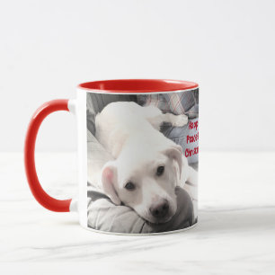 Mug Joyeux Noël paisible mignon Chien blanc rouge