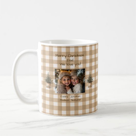 Mug Joyeux Noël Papa Rustique Brown En vichy Photo (Gauche)