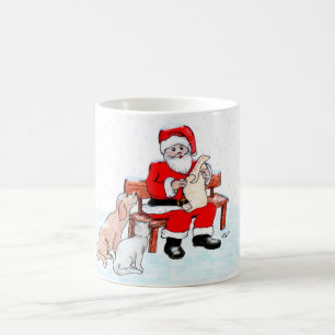 Mug Joyeux Noël - Père Noël avec chat et chien