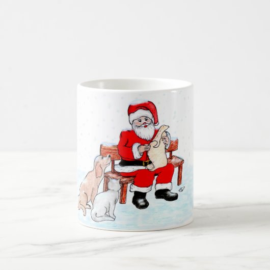 Mug Joyeux Noël - Père Noël avec chat et chien (Centre)