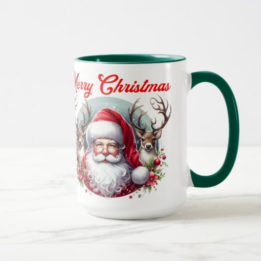 Mug Joyeux Noël Père Noël avec rennes (Droite)