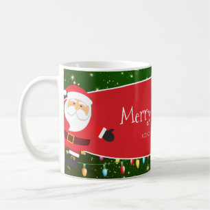Mug Joyeux Noël Père Noël Nom de famille Rouge et Vert