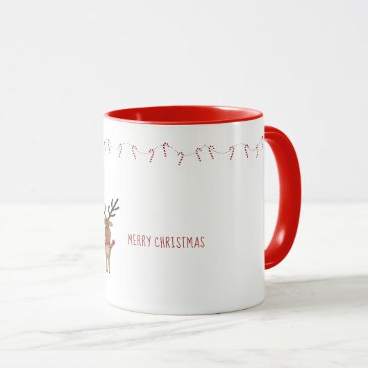 Mug Joyeux Noël Père Noël Reindeer Sucres de canne Rou (Devant droit)