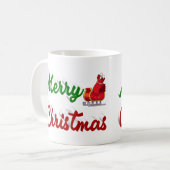 Mug Joyeux Noël Père Noël Sleigh demi-écriture (Devant gauche)