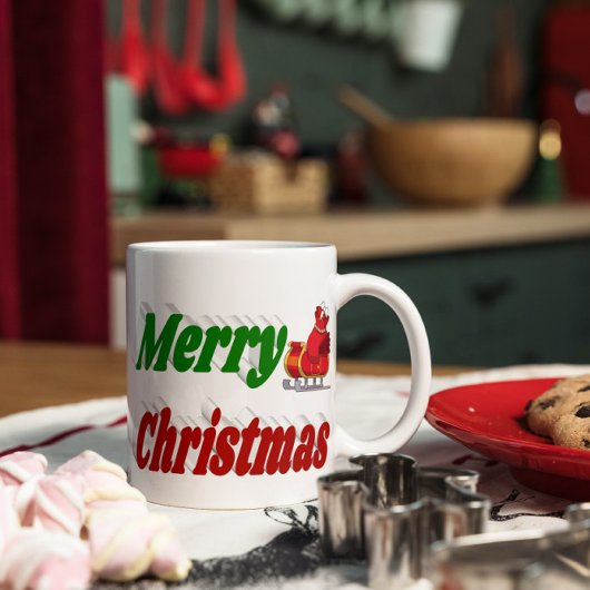 Mug Joyeux Noël Père Noël Sleigh mi-typographie