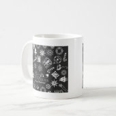 Mug Joyeux Noël Père Noël Symboles, noir et blanc (Devant gauche)