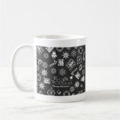 Mug Joyeux Noël Père Noël Symboles, noir et blanc (Gauche)