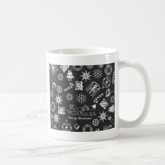 Mug Joyeux Noël Père Noël Symboles, noir et blanc (Droite)