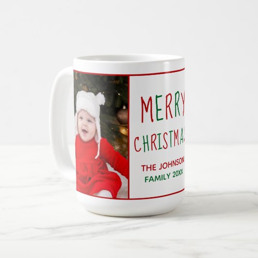 Mug Joyeux Noël personnalisé mignon cadeau photo (Devant gauche)