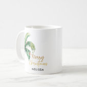 Mug Joyeux Noël personnalisé Palm Tree vacances (Devant gauche)