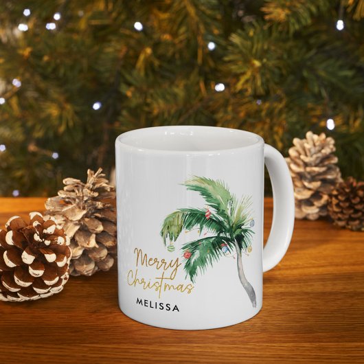 Mug Joyeux Noël personnalisé Palm Tree vacances
