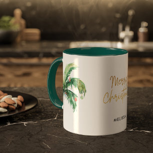 Mug Joyeux Noël personnalisé Palm Tree vacances