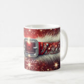 Mug Joyeux Noël personnalisé Père Noël Ceinture à mant (Devant droit)