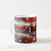 Mug Joyeux Noël personnalisé Père Noël Ceinture à mant (Devant gauche)