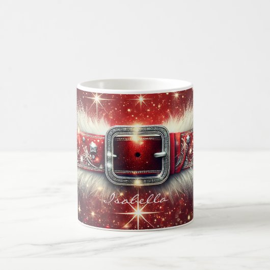 Mug Joyeux Noël personnalisé Père Noël Ceinture à mant (Centre)