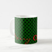 Mug Joyeux Noël personnalisé vert plaid (Devant gauche)