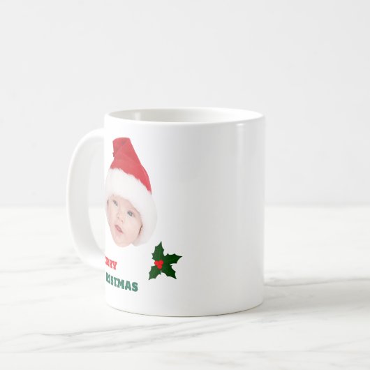 Mug Joyeux Noël personnalisé visage bébé personnalisé (Devant gauche)