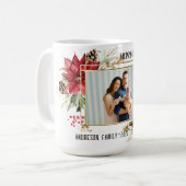 Mug Joyeux Noël Photo Moderne Fleur Rouge (Devant gauche)