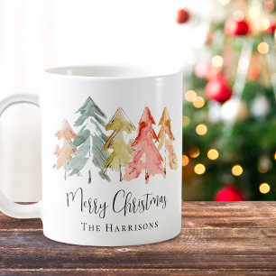 Mug Joyeux Noël Pine Arbre Aquarelle Vacances