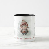 Mug Joyeux Noël Pixie rouge blanc Aquarelle Elf (Centre)