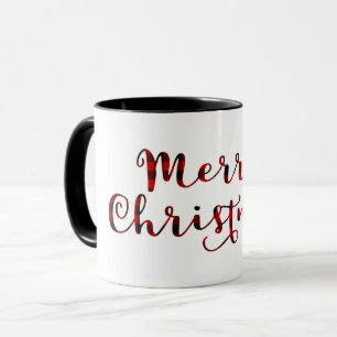 Mug Joyeux Noël Plaid Rouge de Buffalo Campagne Fêtes