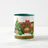 Mug Joyeux Noël près de la cheminée bonfire xmas arbre (Centre)