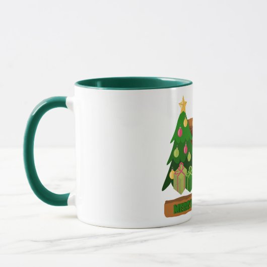 Mug Joyeux Noël près de la cheminée bonfire xmas arbre (Gauche)