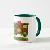 Mug Joyeux Noël près de la cheminée bonfire xmas arbre (Devant droit)