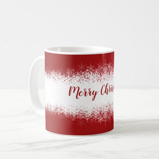 Mug Joyeux Noël Red White Snowflakes (Devant gauche)
