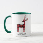 Mug Joyeux Noël Reindeer Plaid Cadeau Green Café (Gauche)