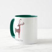 Mug Joyeux Noël Reindeer Plaid Cadeau Green Café (Devant gauche)
