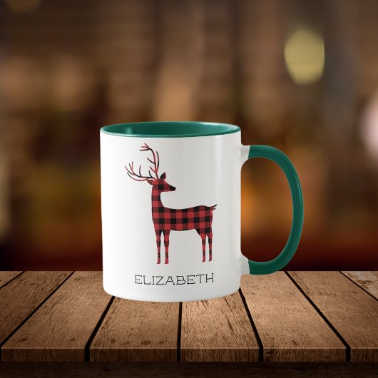 Mug Joyeux Noël Reindeer Plaid Cadeau Green Café