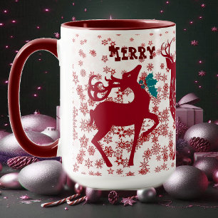 Mug Joyeux Noël Reindeer Snowflakes Père Noël Helpers